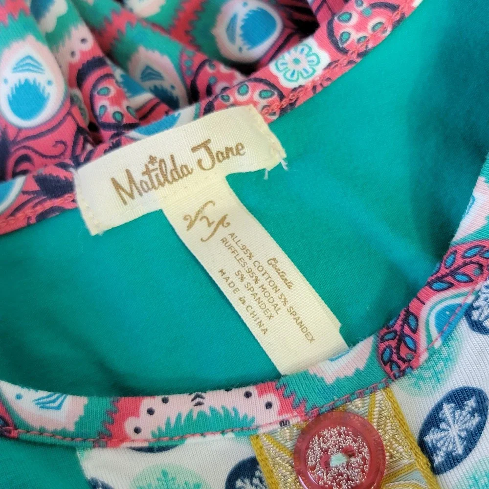 Matilda Jane Girls‎ Turquoise Star Ruffle Smocked Waist Dress Size 2T